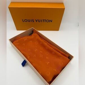 LOUIS VUITTON Orange Monogram Monaco Silk Scarf